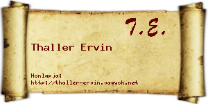 Thaller Ervin névjegykártya